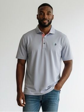 Greyson Golf Performance Short Sleeve Polo Shirt - Men's Size L - Pale Blue